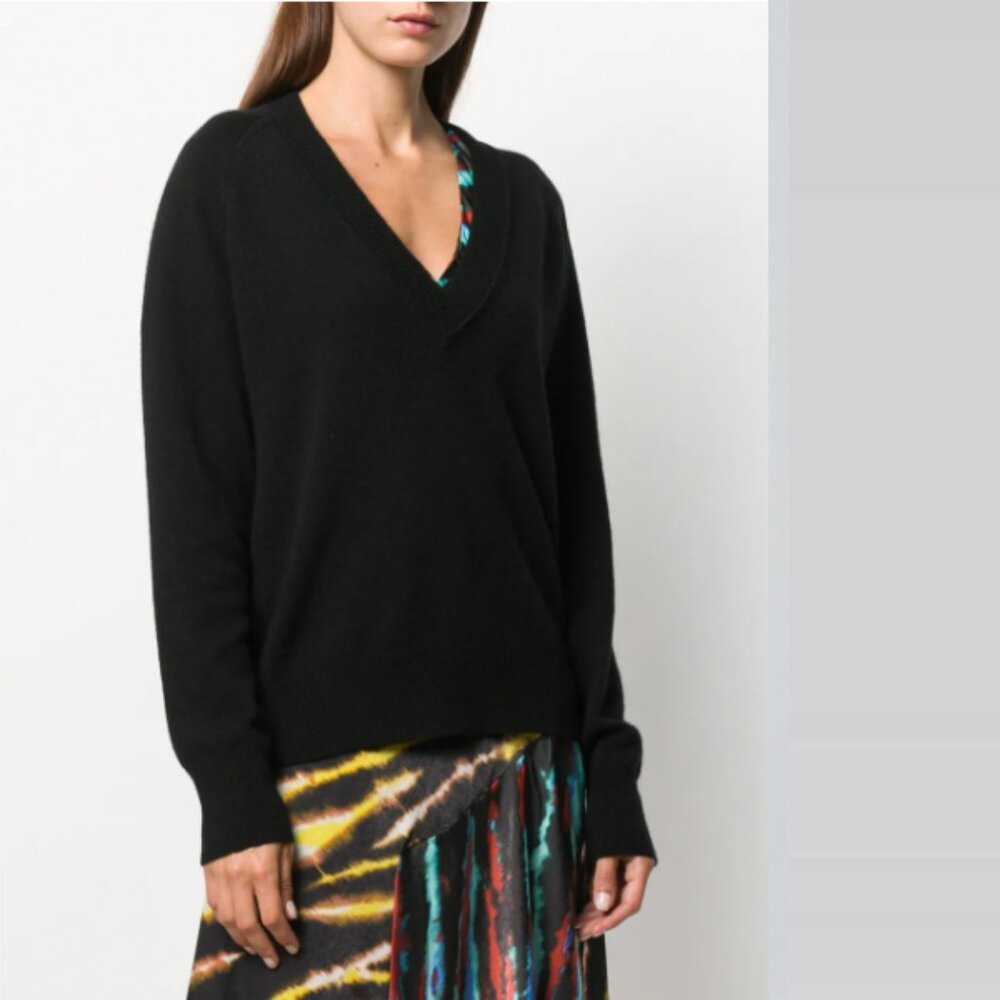 Equipment Madalene V-Neck‎ Cashmere Pullover Sweater Jumper Black S
